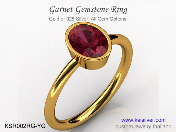 garnet ring gold or silver