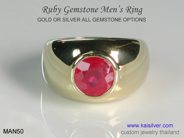 thailand men's ring with gemstone ruby