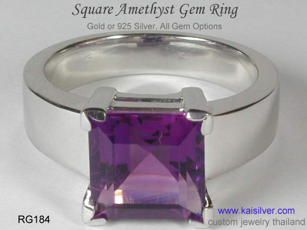 gold or silver ring with amethyst