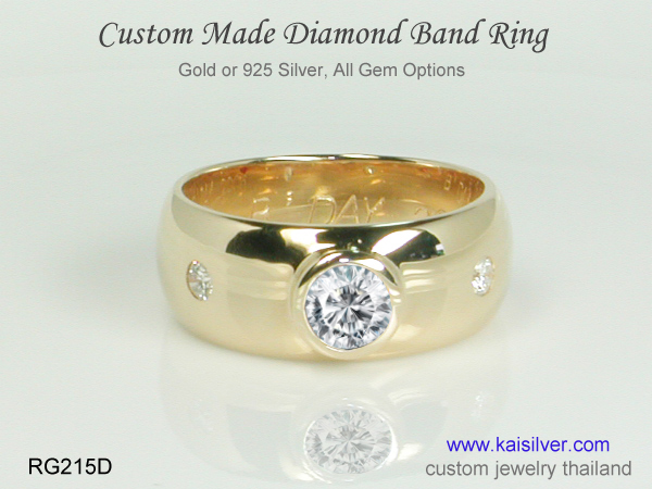 band ring with diamond or other gemstone 